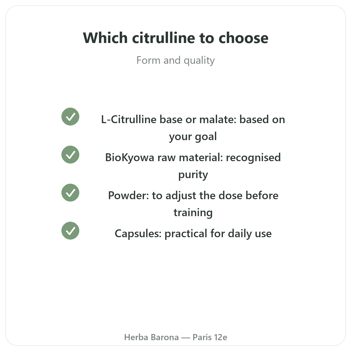 Citrulline in Paris - quality commitments at Herba Barona Paris 12th
