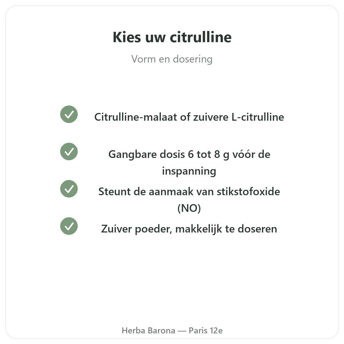 Citrulline Parijs - kwaliteitsbeloften bij Herba Barona Parijs
