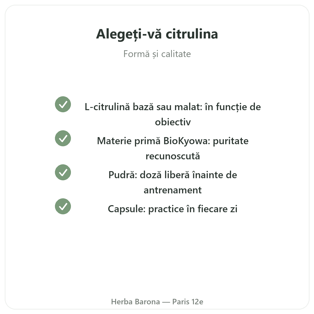 Citrulină Paris - angajamente de calitate la Herba Barona Paris, arondismentul 12