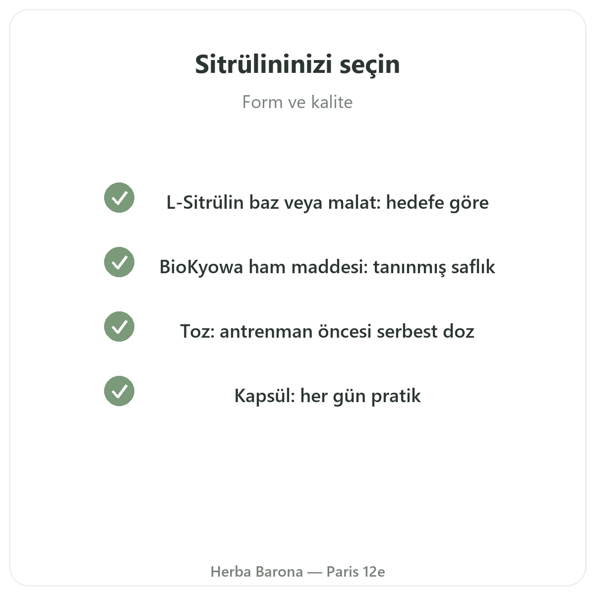 Sitrülin Paris - Herba Barona Paris 12. bölgede kalite taahhütleri