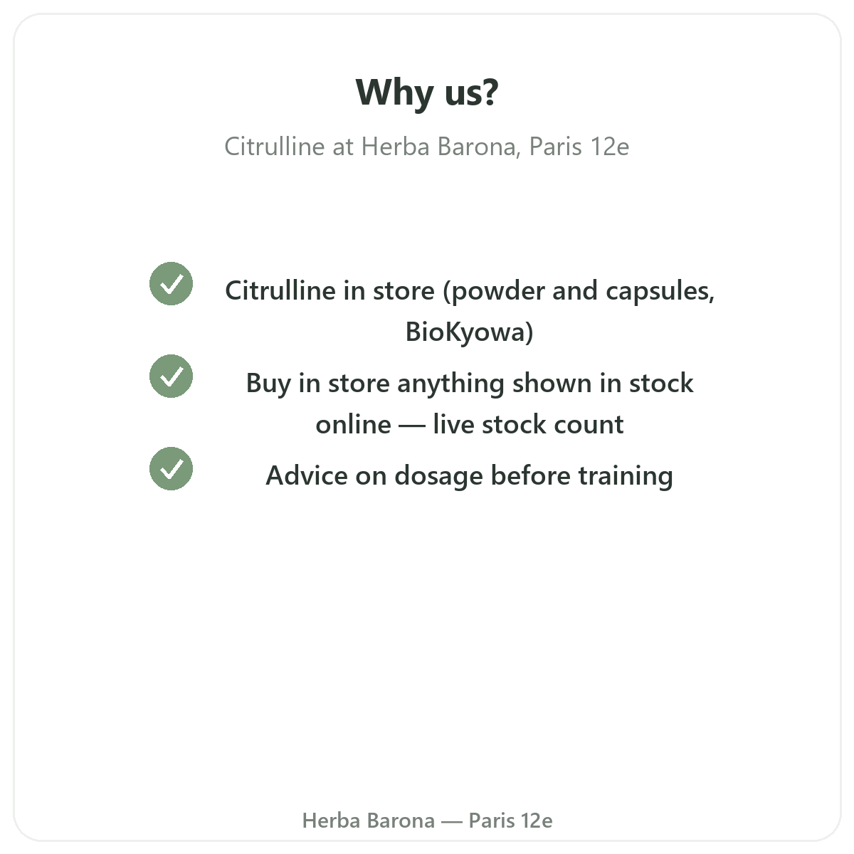 Why buy citrulline in Paris at Herba Barona Paris 12th