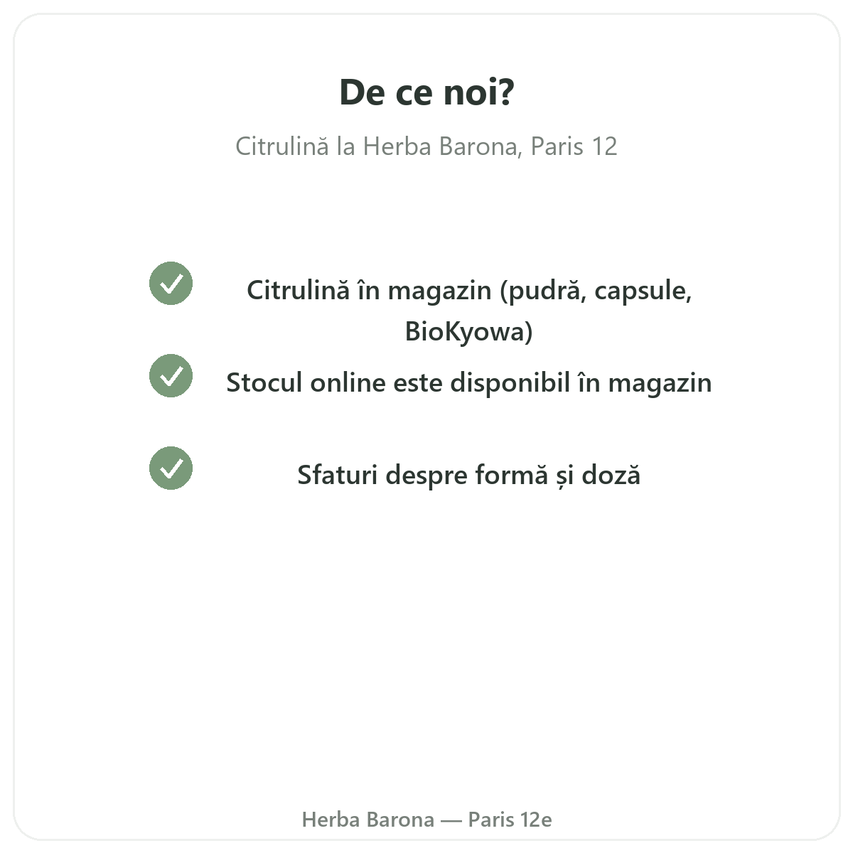 De ce să cumpărați Citrulină Paris la Paris, la Herba Barona Paris, arondismentul 12