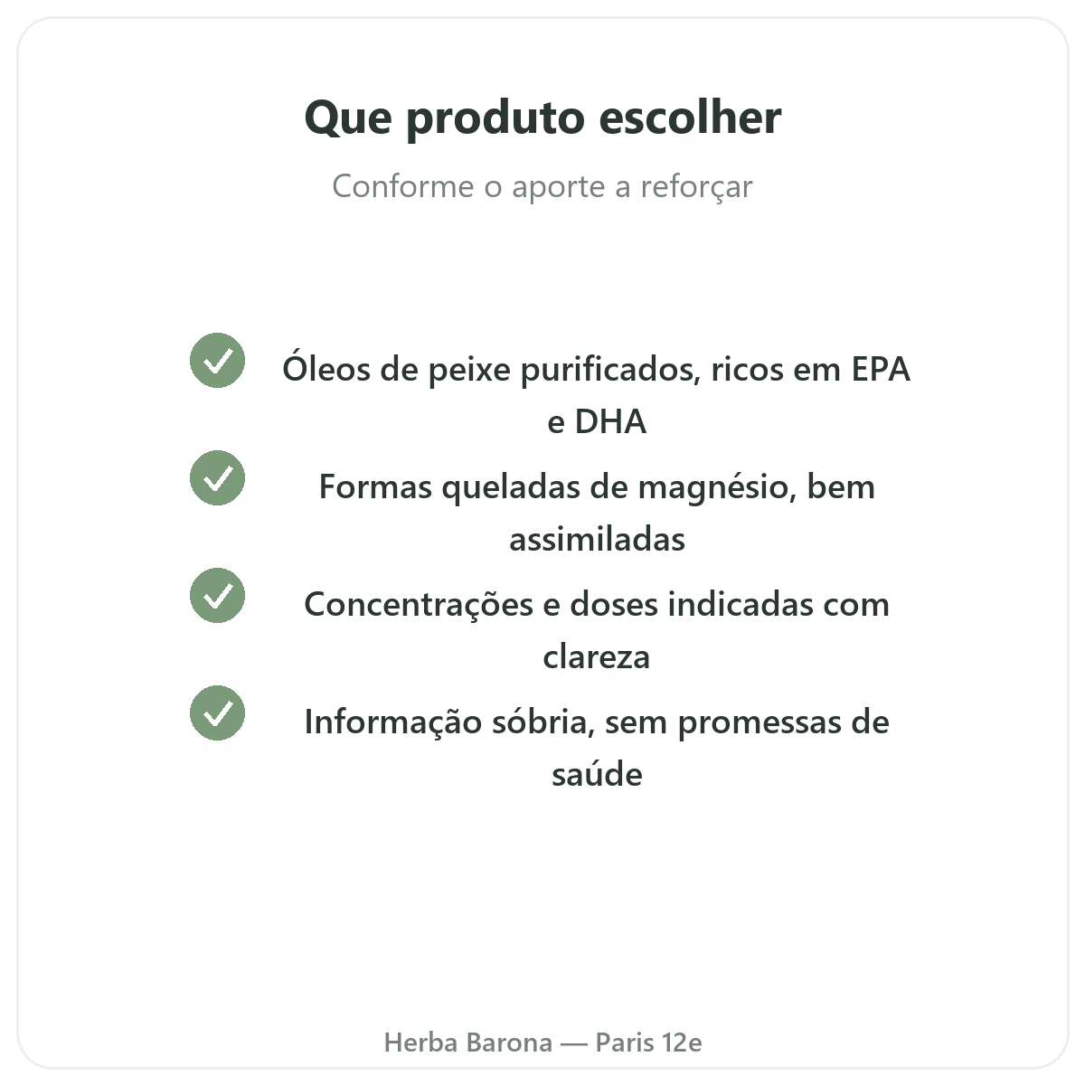 Activos-chave do coração - ómega-3, CoQ10, alho, oliveira na Herba Barona Paris 12e