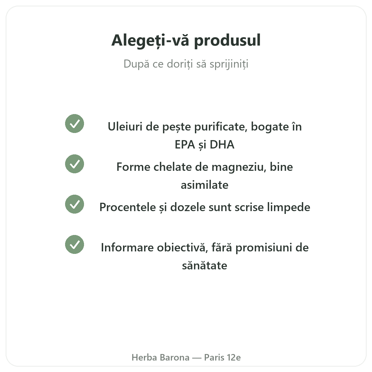 Ingrediente active cheie pentru inimă - omega-3, CoQ10, usturoi, măslin la Herba Barona Paris, arondismentul 12