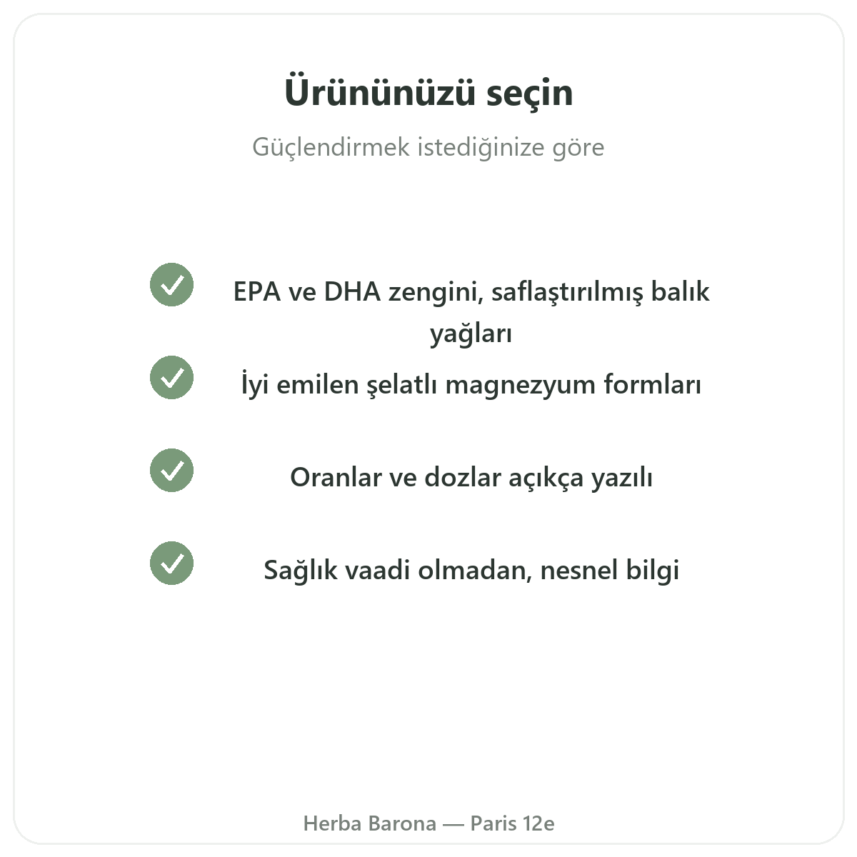 Kalp için temel etkin maddeler - omega-3, CoQ10, sarımsak, zeytin ağacı, Herba Barona Paris 12. bölgede