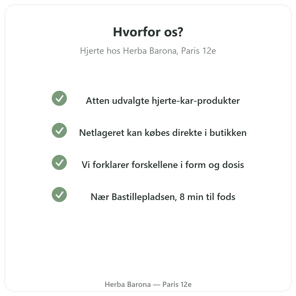 Hvorfor købe hjertekosttilskud i Paris hos Herba Barona Paris 12