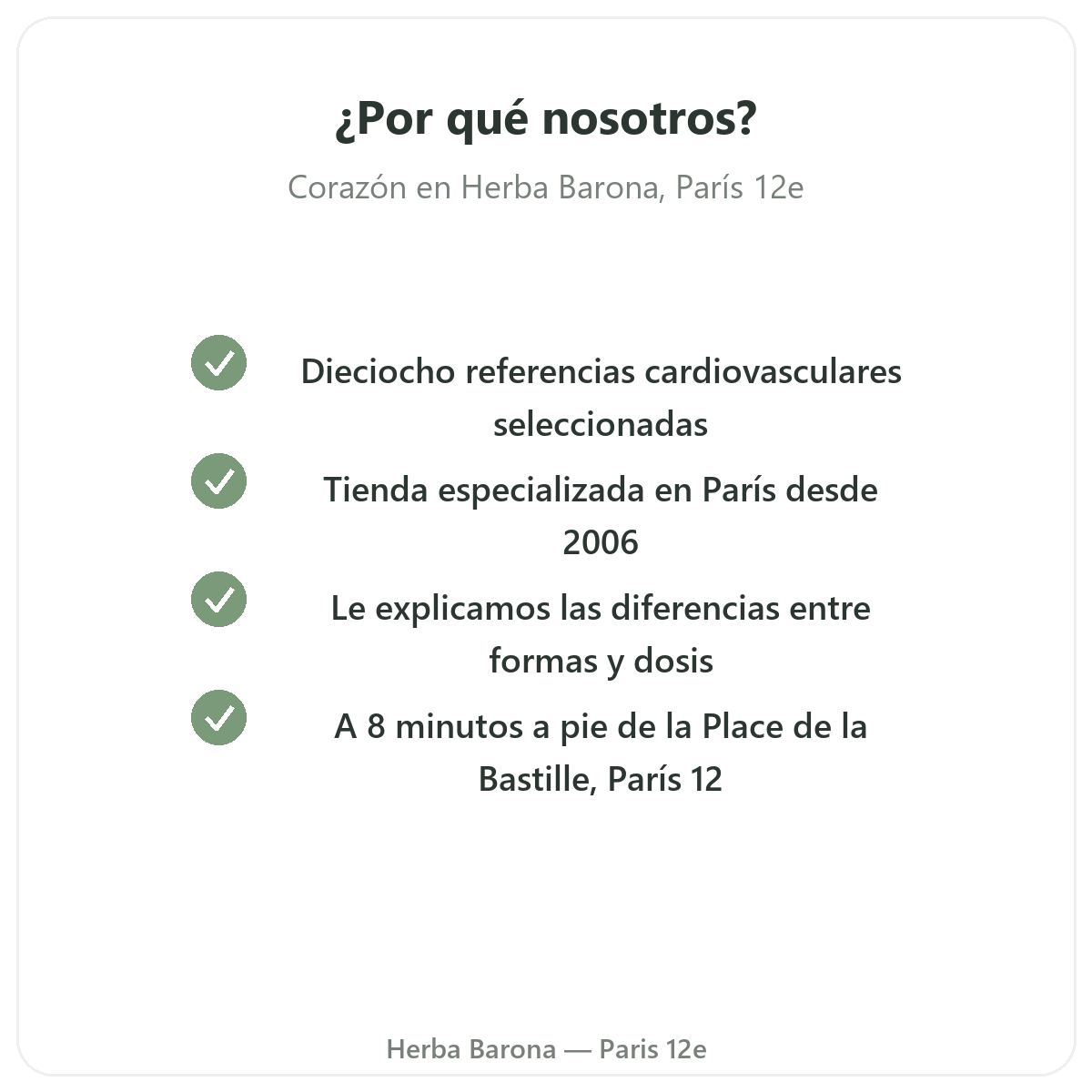 Por qué comprar sus complementos para el corazón en París en Herba Barona Paris 12e