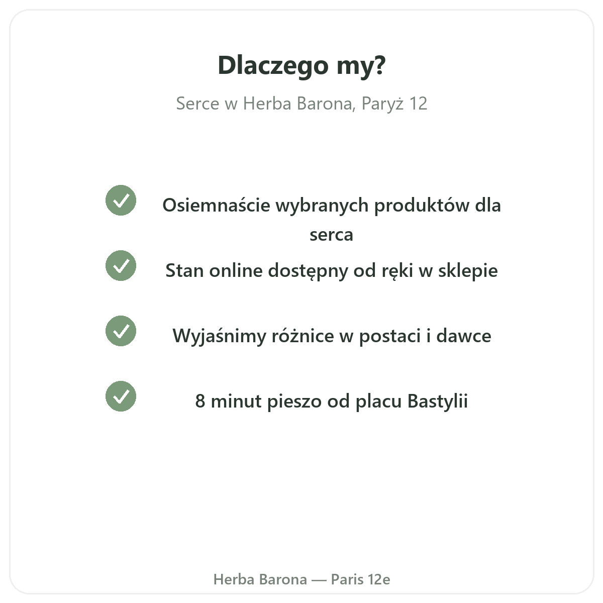 Dlaczego warto kupować suplementy dla serca w Paryżu w Herba Barona