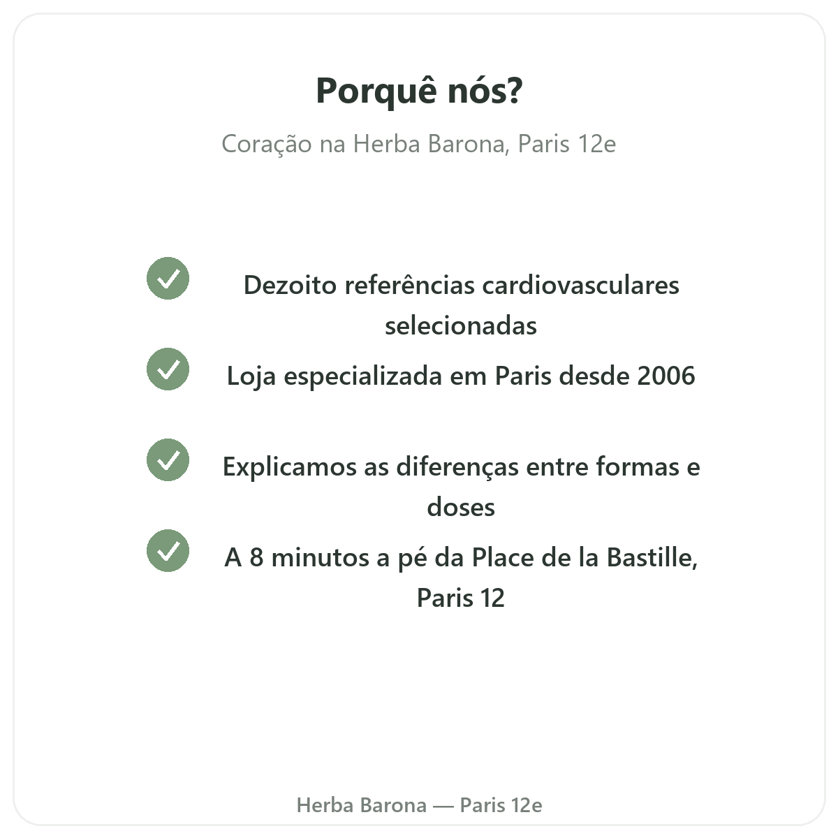Porquê comprar os seus suplementos para o coração em Paris na Herba Barona Paris 12e