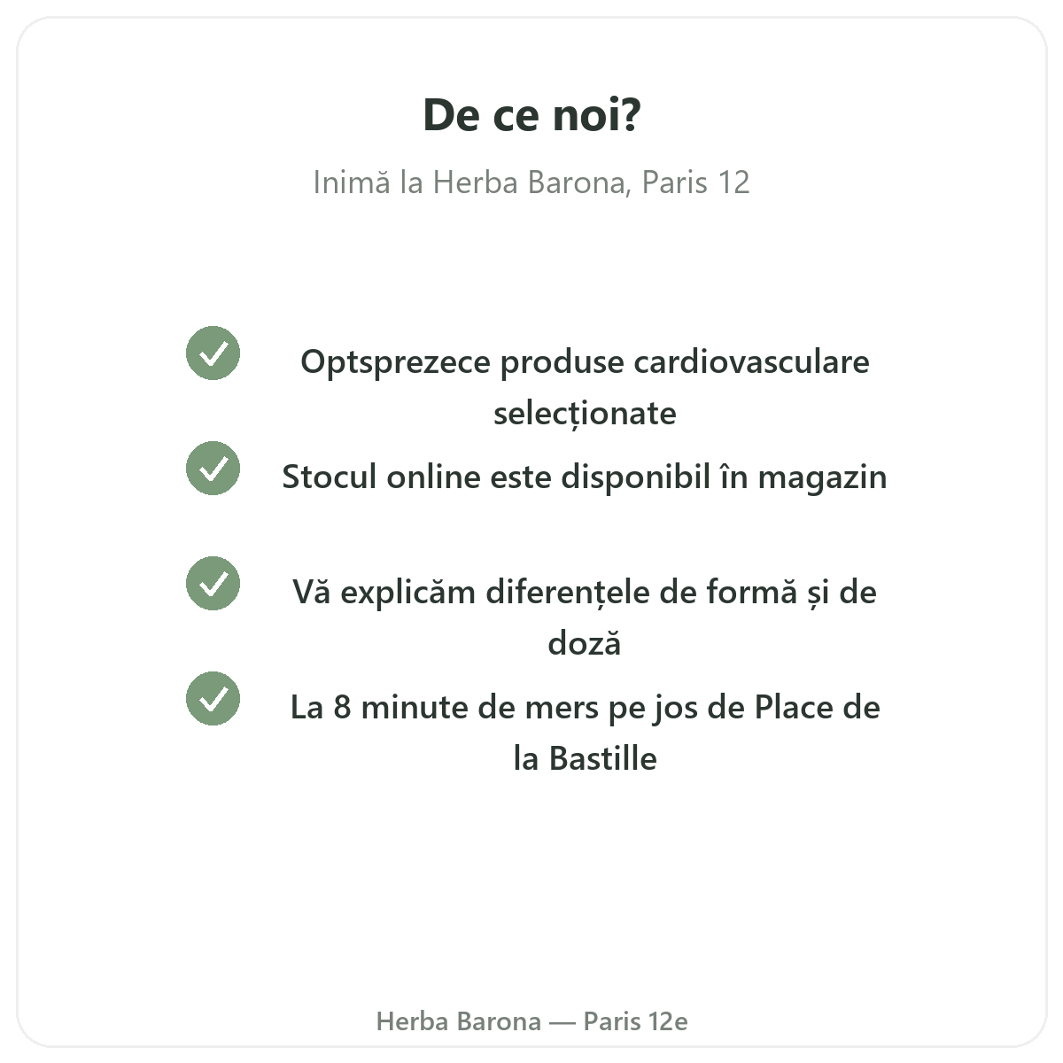 De ce să cumpărați suplimentele dumneavoastră pentru inimă la Paris de la Herba Barona Paris, arondismentul 12