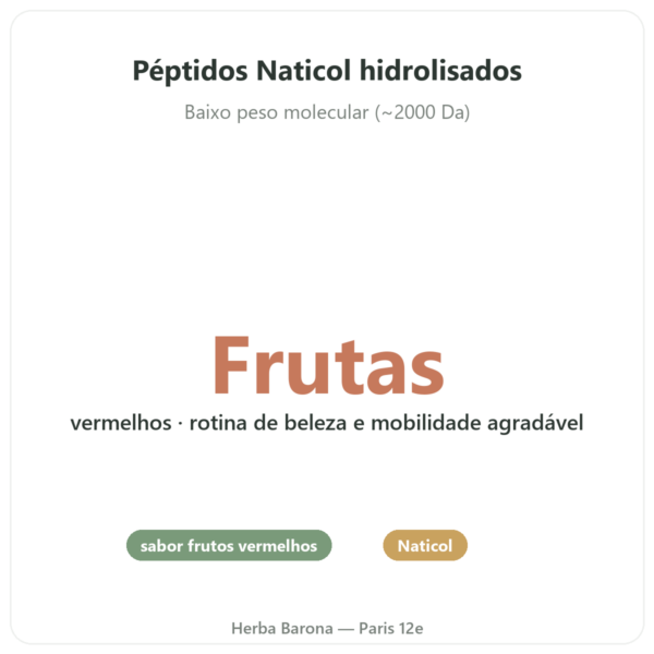 Colágeno Marinho em Pó sabor Frutos Vermelhos Novoma benefícios e dados principais Paris Herba Barona