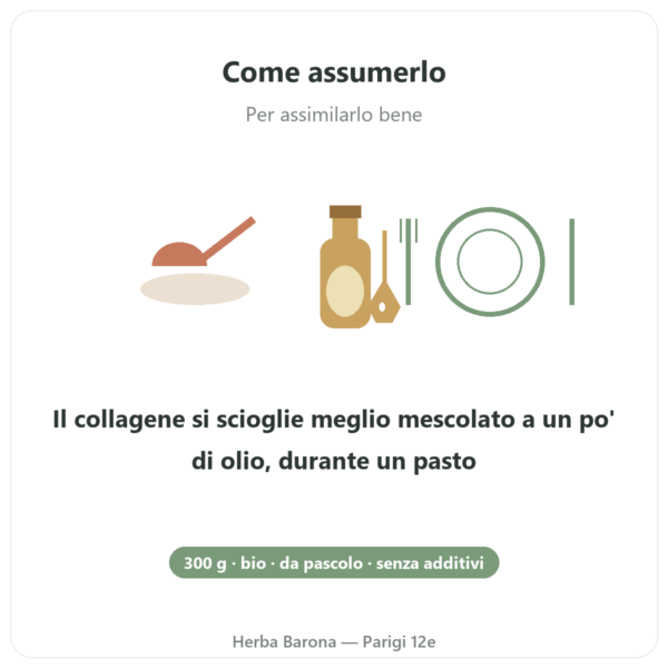 Collagene Bovino di Manzo Bio in polvere Jarmino modo d'uso e dosaggio Paris Herba Barona
