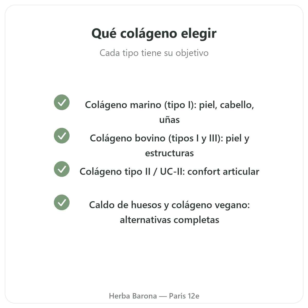 Colágeno París - compromisos de calidad en Herba Barona París 12e