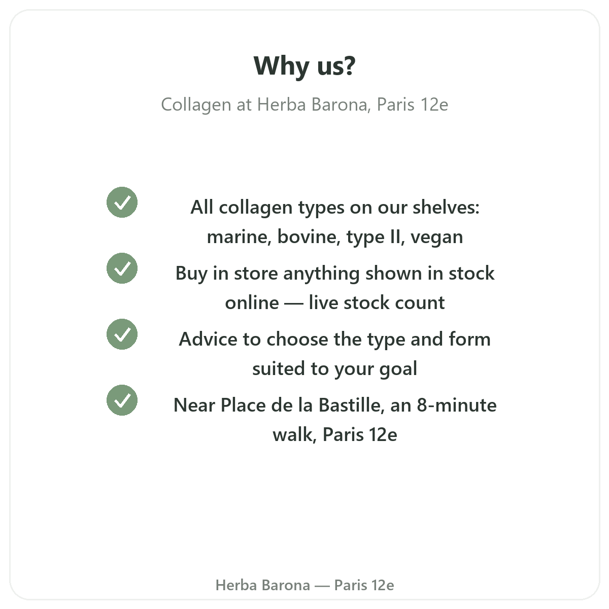 Why buy collagen in Paris at Herba Barona Paris 12th