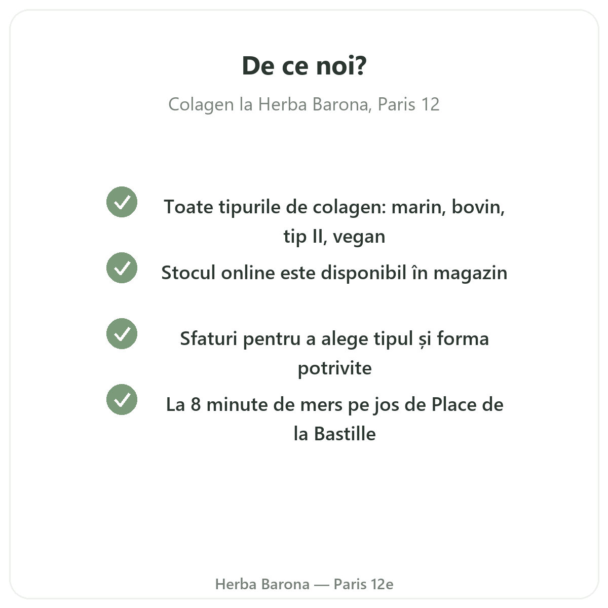 De ce să cumpărați Colagen Paris la Paris, la Herba Barona Paris, arondismentul 12