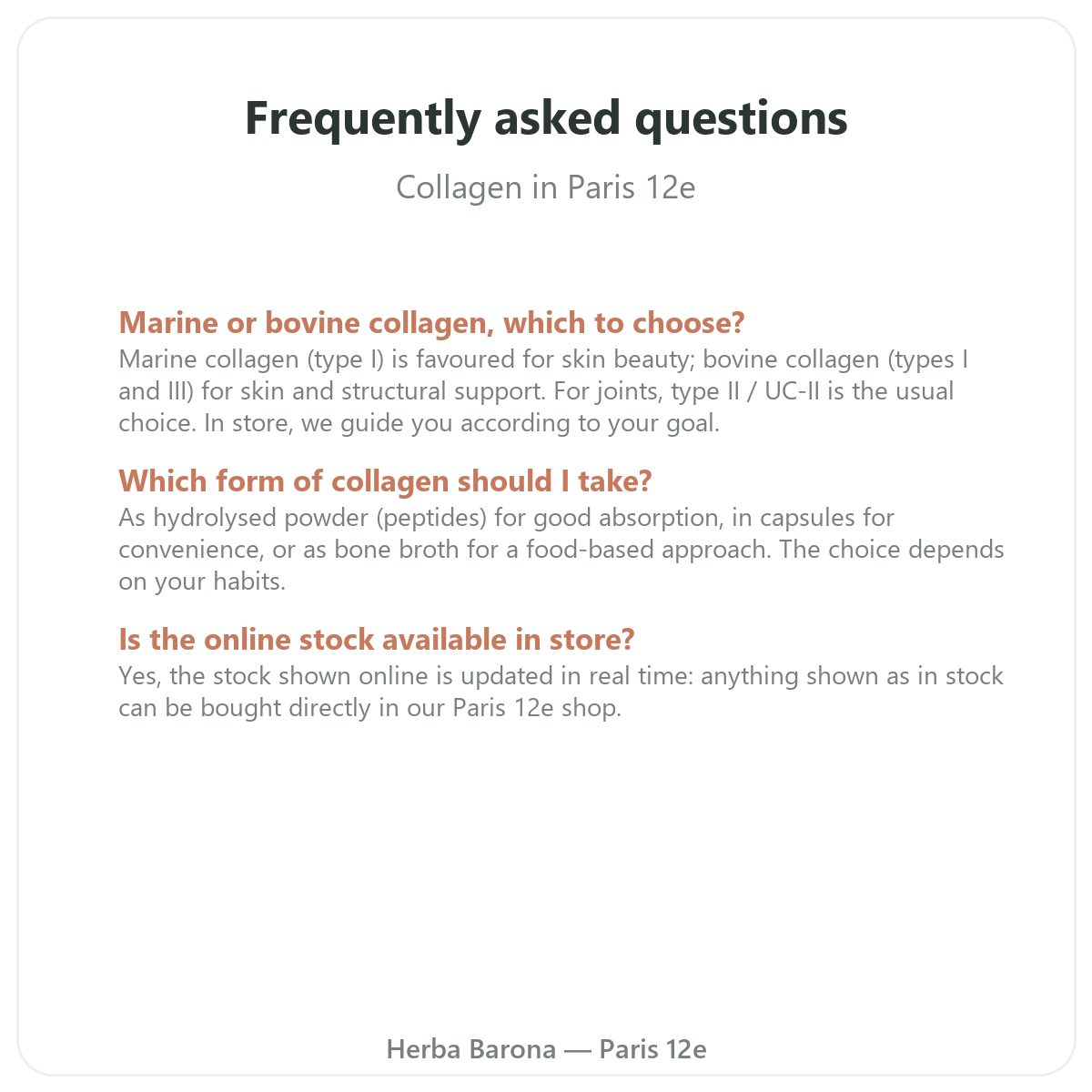 Frequently asked questions about collagen in Paris - Herba Barona Paris 12th