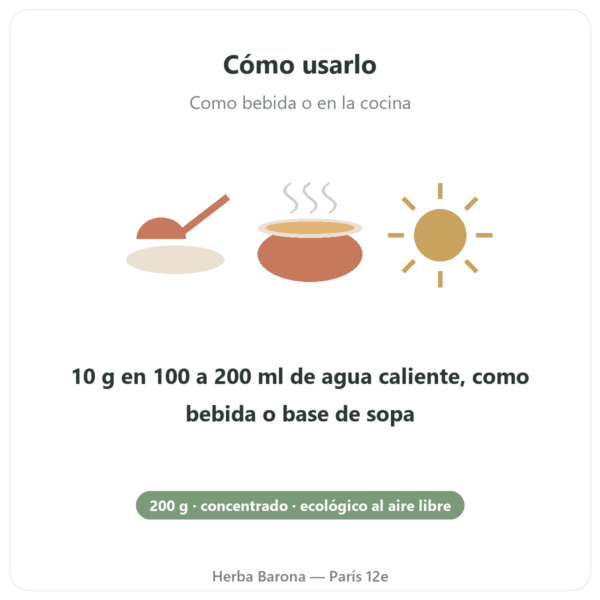 Concentrado de Caldo de Huesos de Pollo Bio – 200 g – Jarmino modo de empleo y dosis Paris Herba Barona