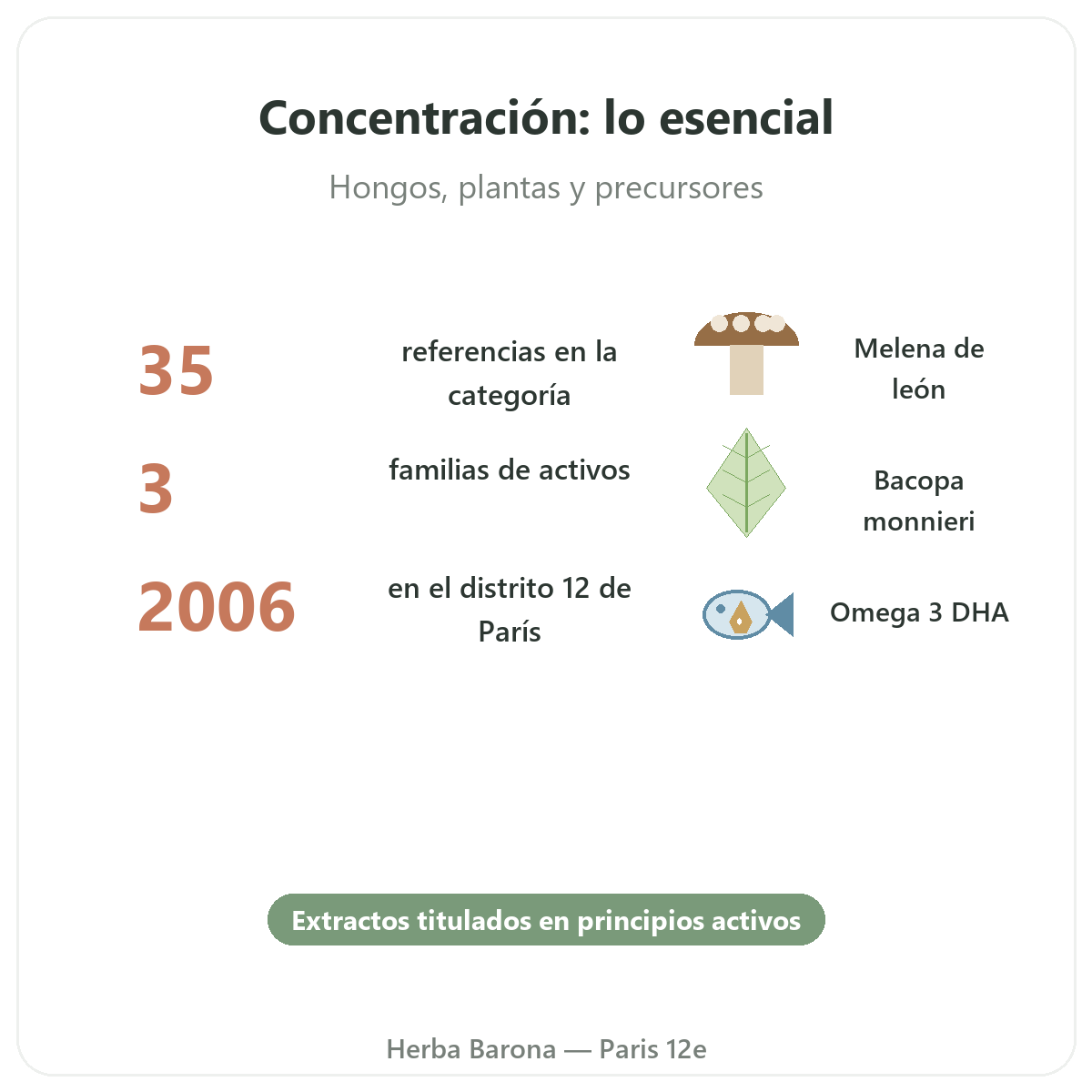 Complementos para la concentración y el enfoque en cifras - datos clave en Herba Barona París 12e