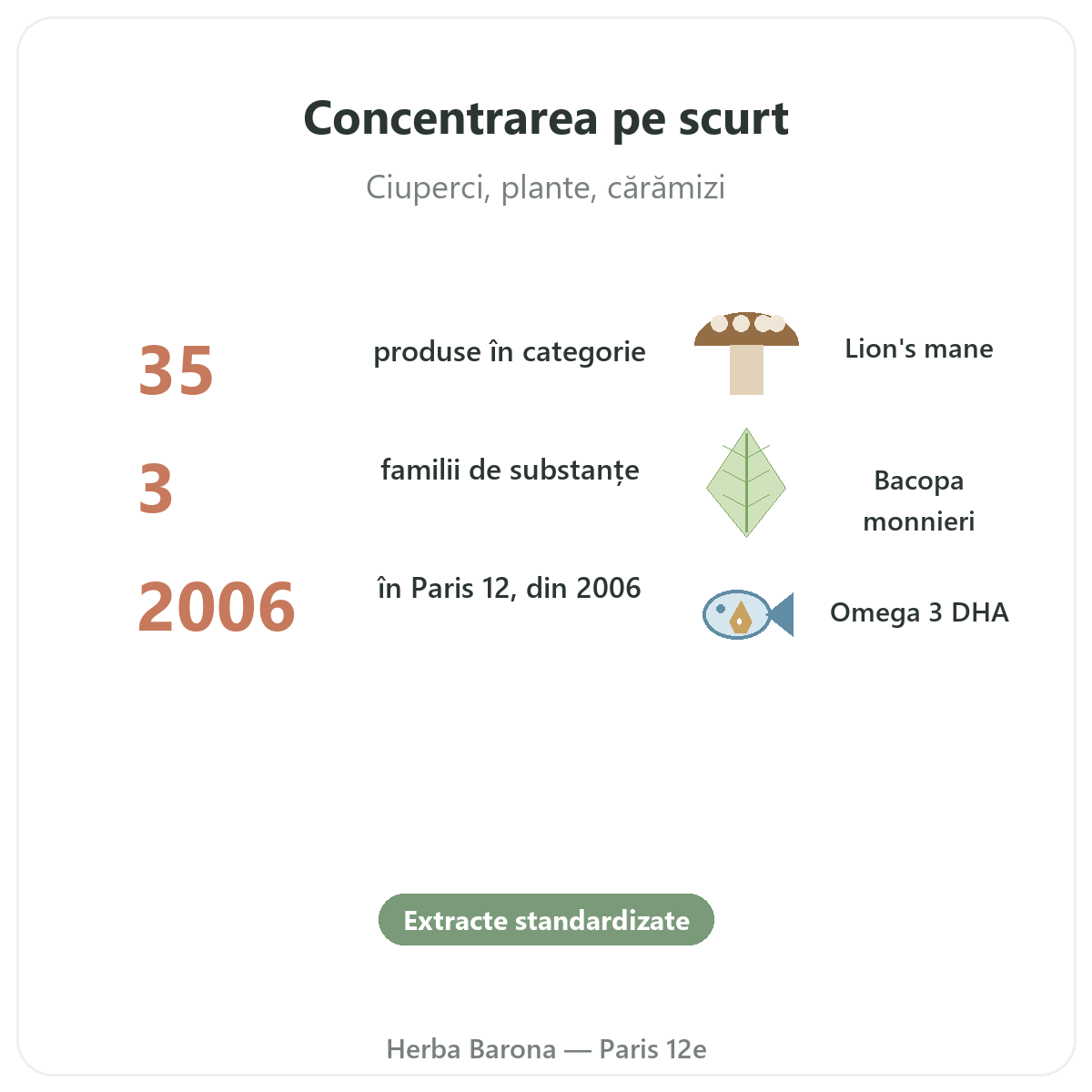 Suplimente pentru concentrare și focus pe scurt - cifre cheie la Herba Barona Paris, arondismentul 12