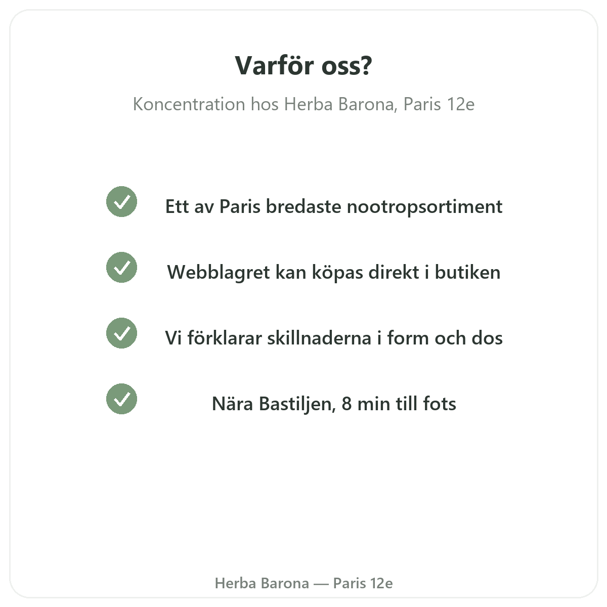 Varför köpa kosttillskott för koncentration och fokus i Paris hos Herba Barona Paris 12e