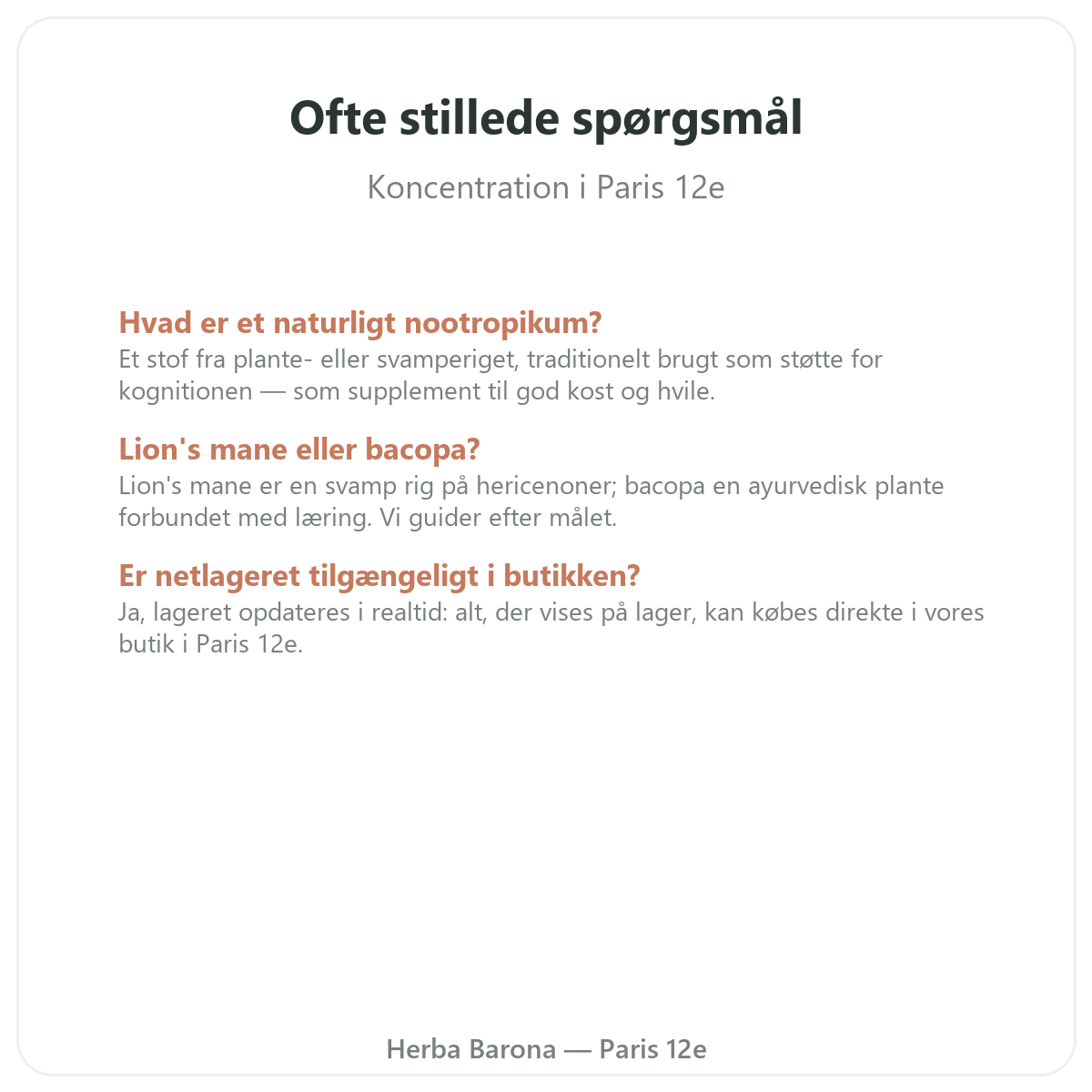 Ofte stillede spørgsmål om koncentration og fokus i Paris - Herba Barona Paris 12