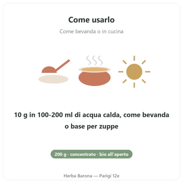 Concentrato di brodo d'ossa di pollo (200g) – Jarmino modo d'uso e dosaggio Paris Herba Barona