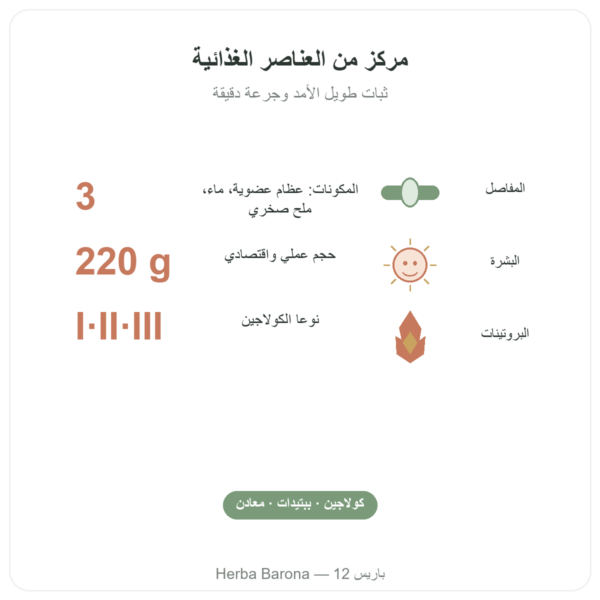 مركّز مرق عظام البقر 220 غ – Jarmino الفوائد والمعطيات الرئيسية Paris Herba Barona