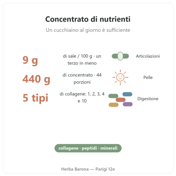 Concentrato di brodo d'ossa di manzo a ridotto contenuto di sale – 440 g – Jarmino presentazione Paris Herba Barona
