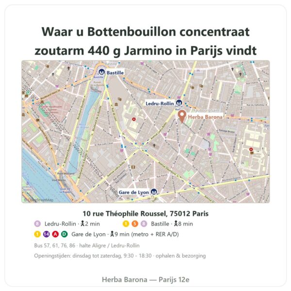 Waar te vinden Bottenbouillon concentraat zoutarm 440 g – Jarmino - Herba Barona Paris