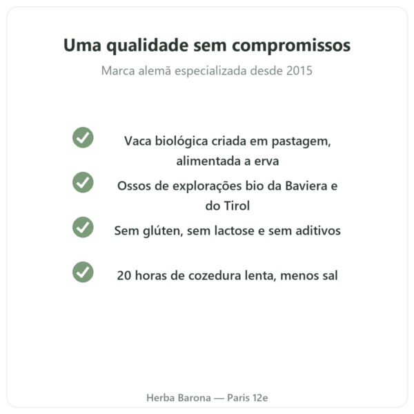 Concentrado de caldo de ossos de vaca com menos sal – 440 g – Jarmino qualidade Paris Herba Barona