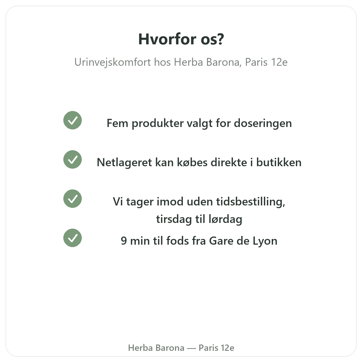 Hvorfor købe kosttilskud til urinvejskomfort i Paris hos Herba Barona Paris 12