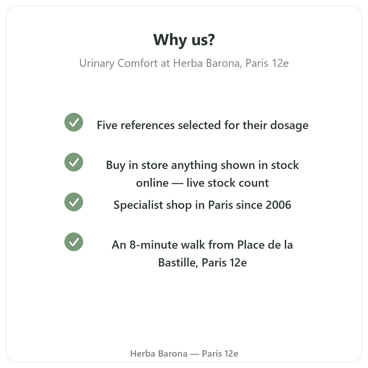 Why buy urinary comfort supplements in Paris at Herba Barona Paris 12th