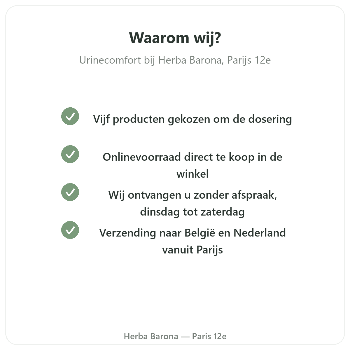 Waarom supplementen urinair comfort kopen bij Herba Barona Parijs 12e