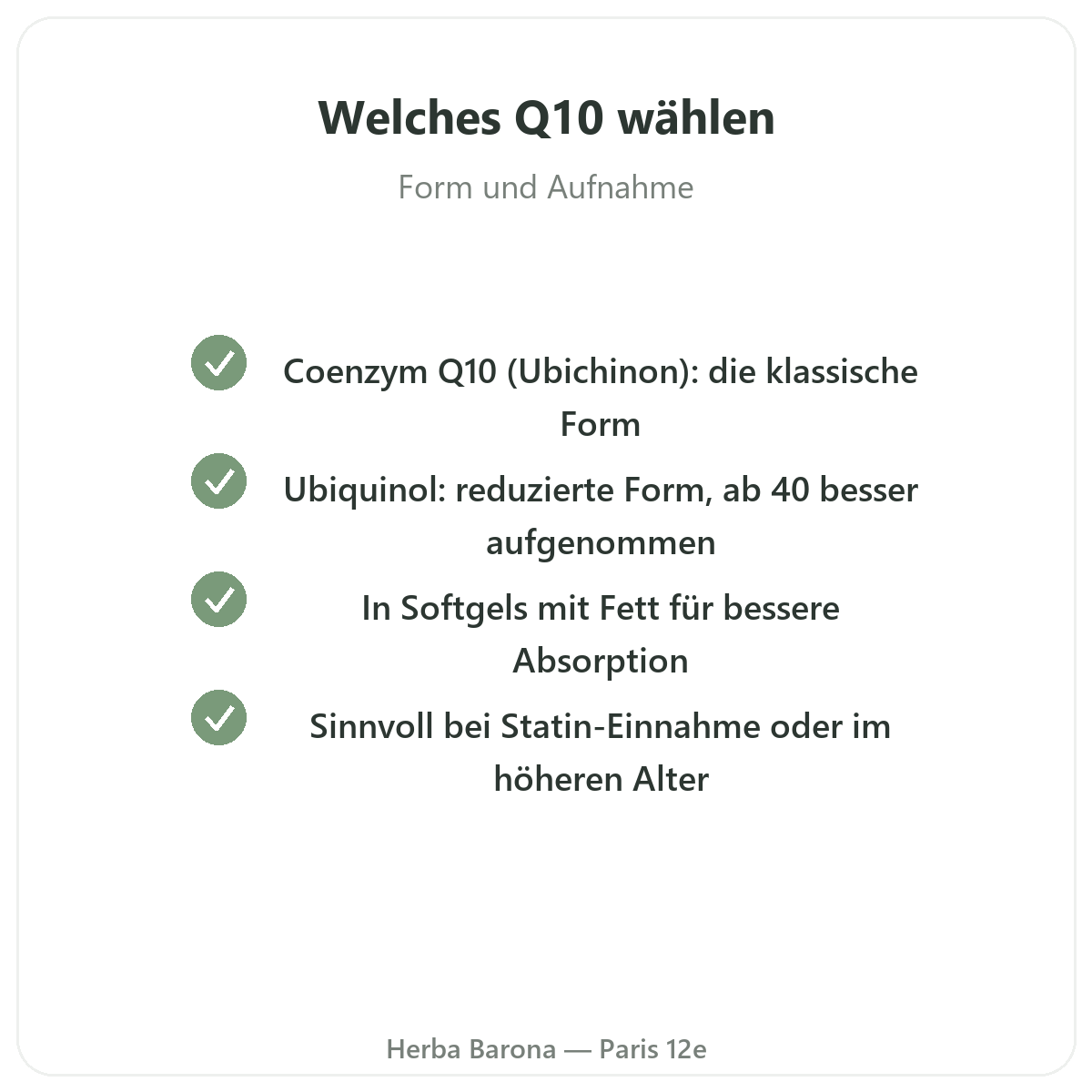 Coenzym Q10 Paris - Qualitätsversprechen bei Herba Barona Paris 12e