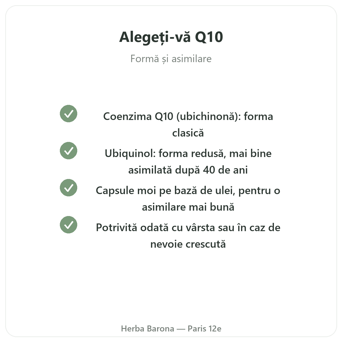 Coenzima Q10 Paris - angajamente de calitate la Herba Barona Paris, arondismentul 12