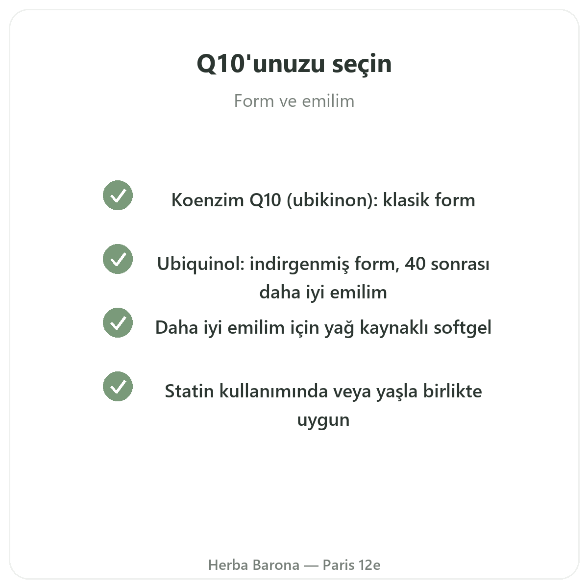 Koenzim Q10 Paris - Herba Barona Paris 12. bölgede kalite taahhütleri