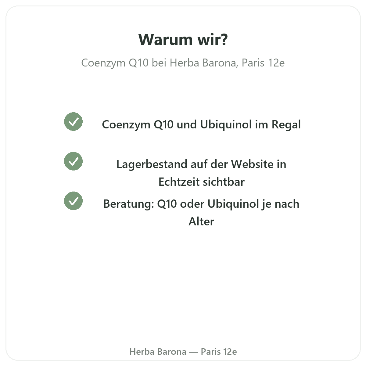 Warum Coenzym Q10 in Paris bei Herba Barona Paris 12e kaufen