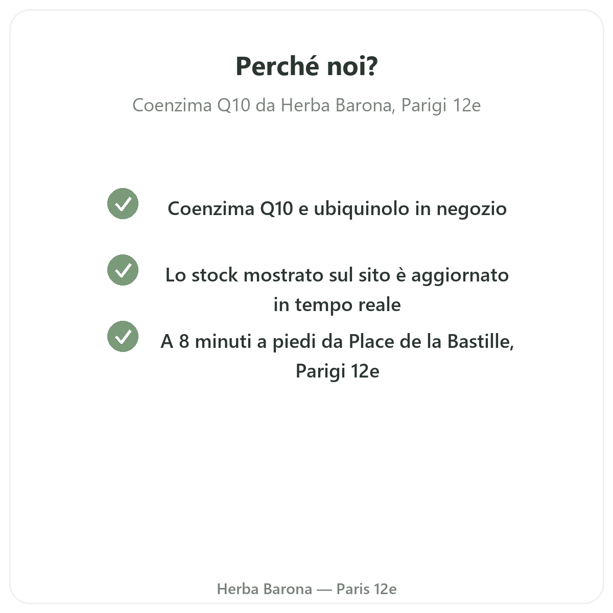 Perché acquistare Coenzima Q10 a Parigi da Herba Barona Parigi 12e