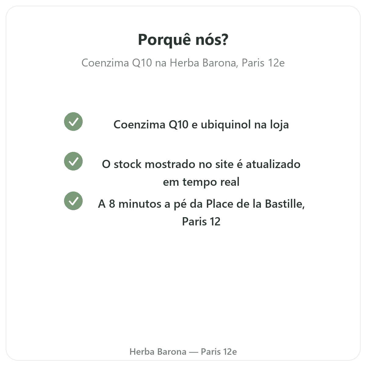 Porquê comprar Coenzima Q10 em Paris na Herba Barona Paris 12e