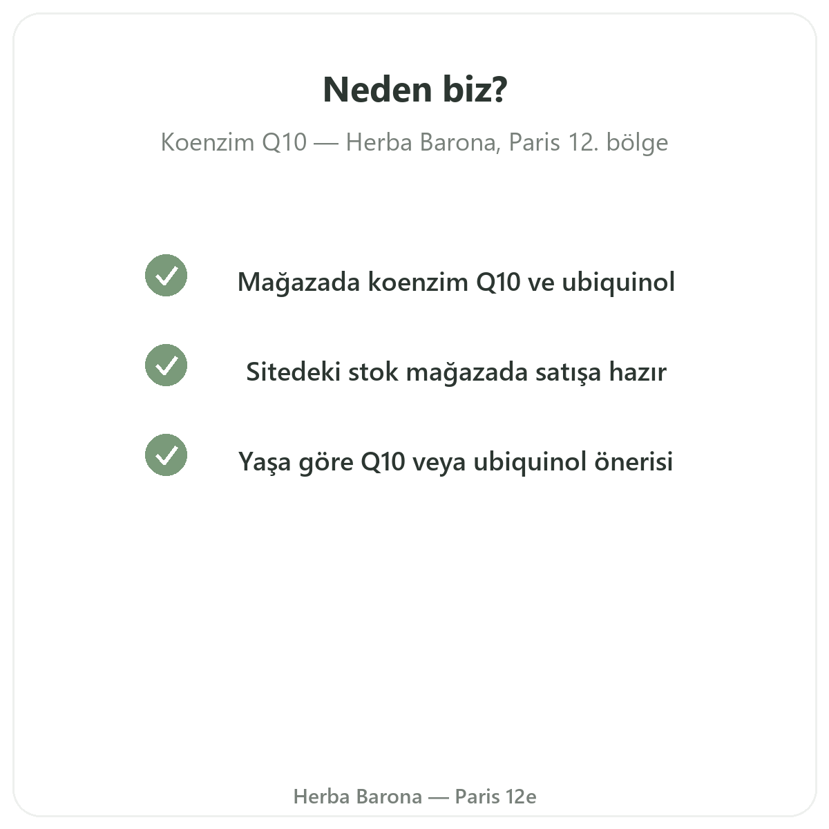 Koenzim Q10 neden Paris’te Herba Barona Paris 12. bölgeden alınmalı