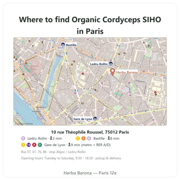 Organic Cordyceps SIHO 60 ou-trouver Paris Herba Barona