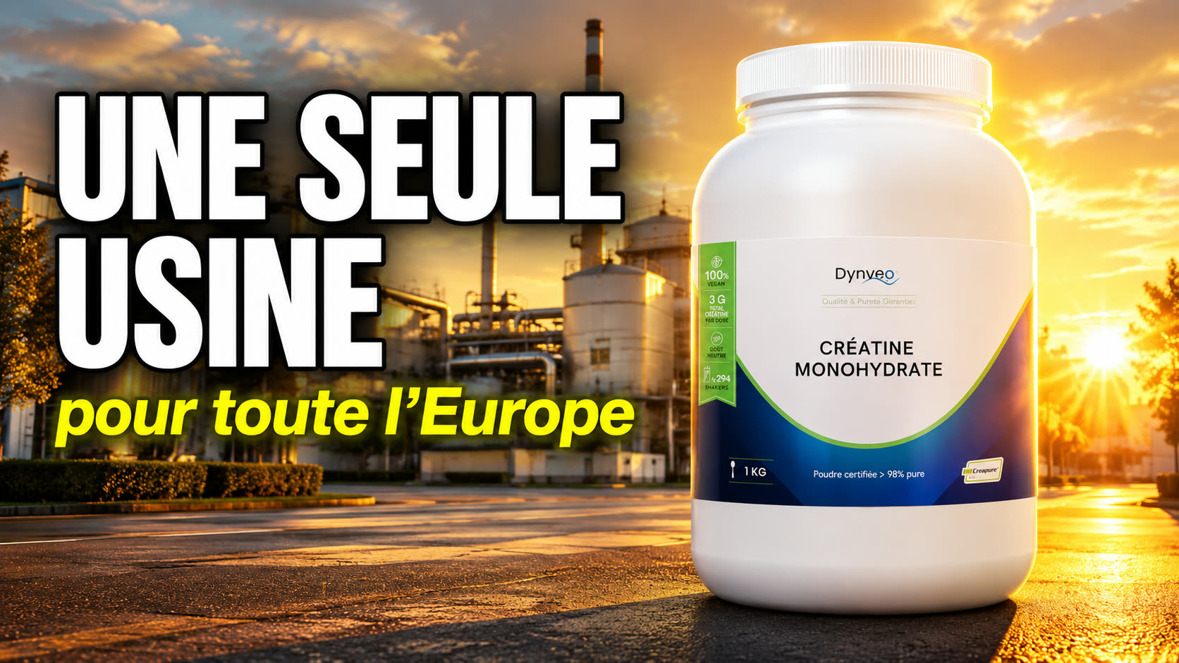 Vidéo créatine monohydrate Creapure poudre 1 kg Dynveo Paris Herba Barona