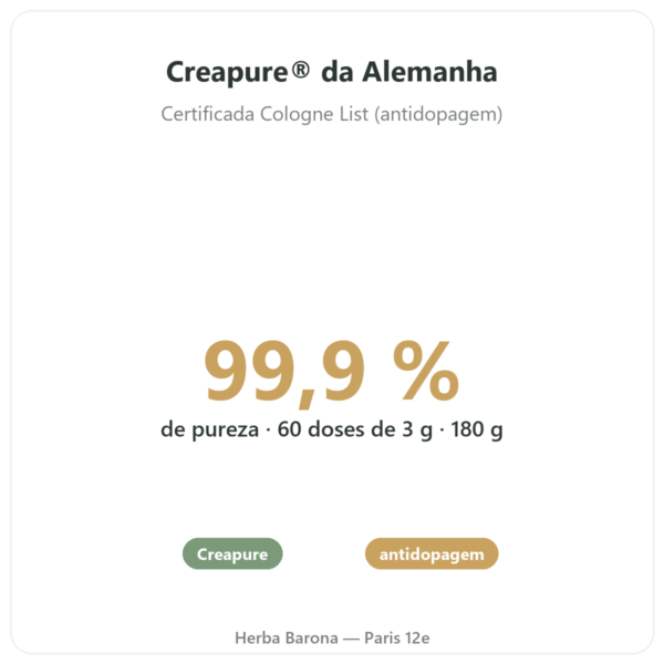 Creatina Creapure® em Pó 180g Novoma benefícios e dados principais Paris Herba Barona