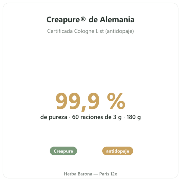 Creatina Creapure en Polvo 180 g – Novoma beneficios y datos clave Paris Herba Barona