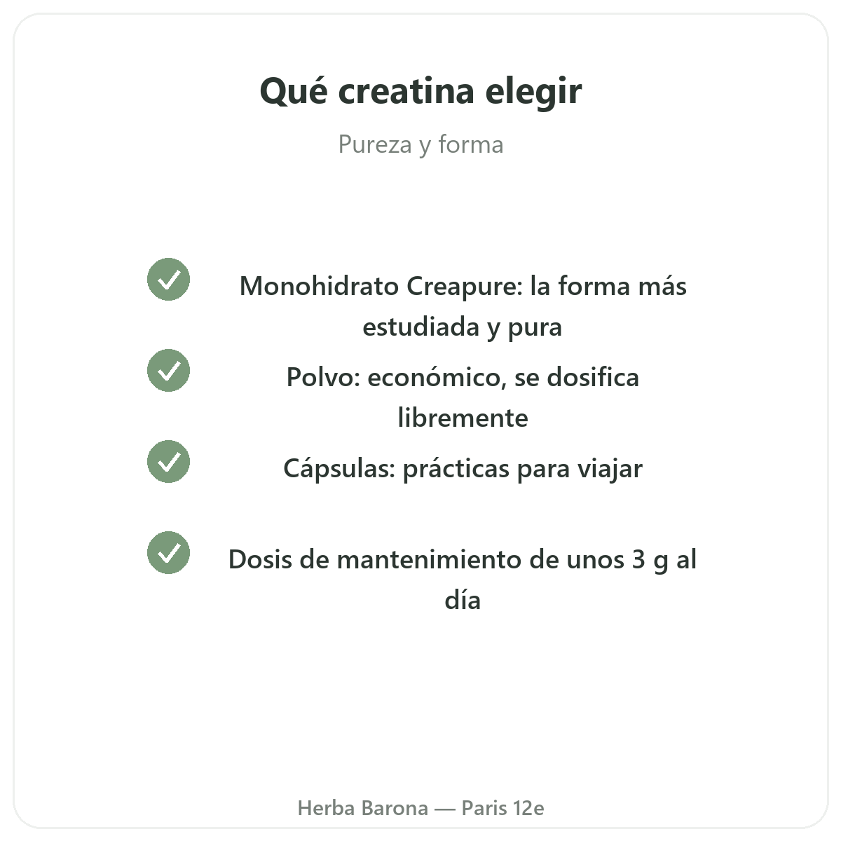 Creatina París - compromisos de calidad en Herba Barona París 12e
