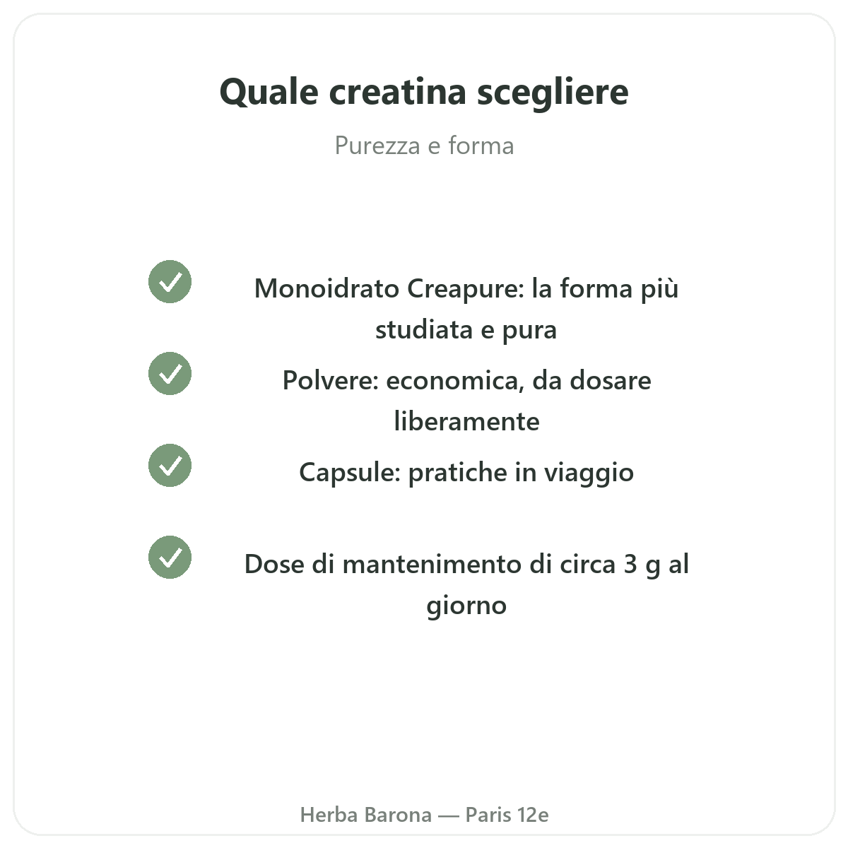 Creatina Parigi - impegni di qualità da Herba Barona Parigi 12e
