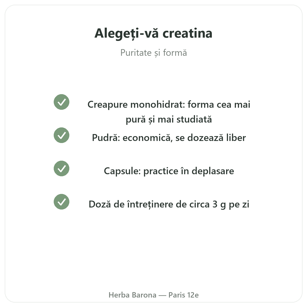 Creatină Paris - angajamente de calitate la Herba Barona Paris, arondismentul 12