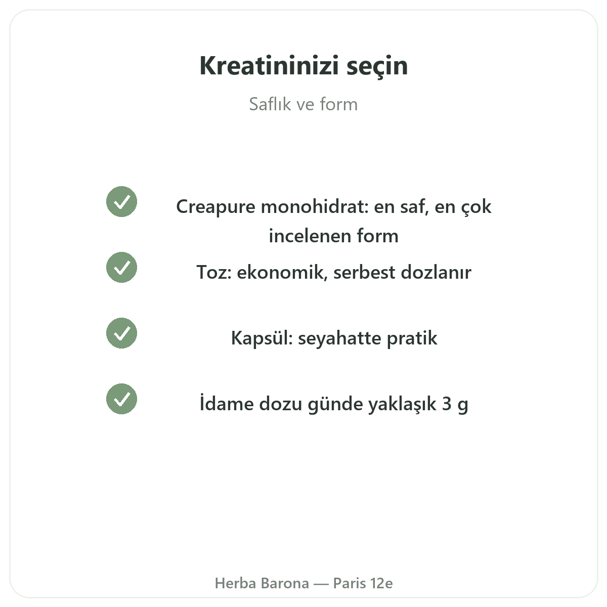 Kreatin Paris - Herba Barona Paris 12. bölge’de kalite taahhütleri