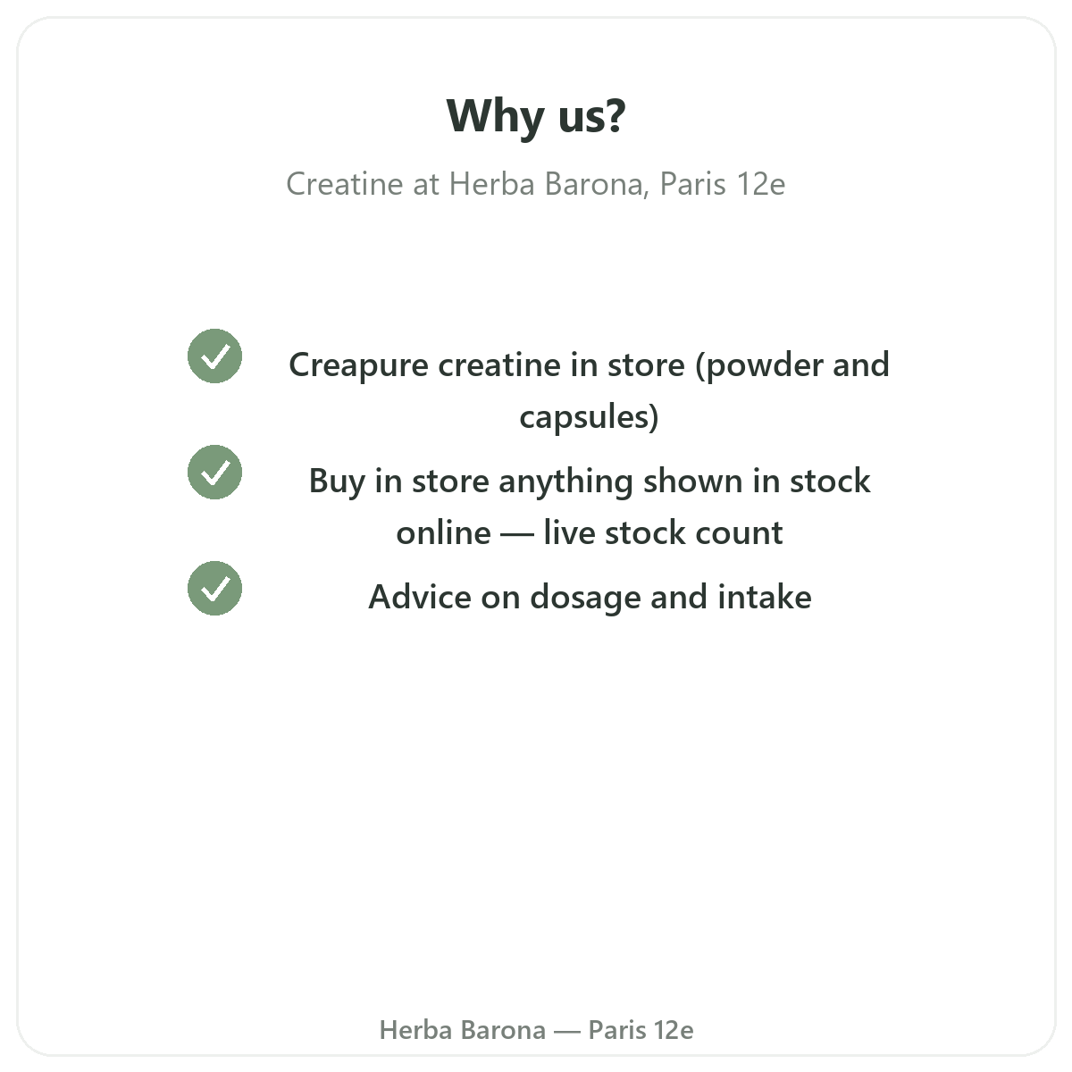 Why buy creatine in Paris at Herba Barona Paris 12th