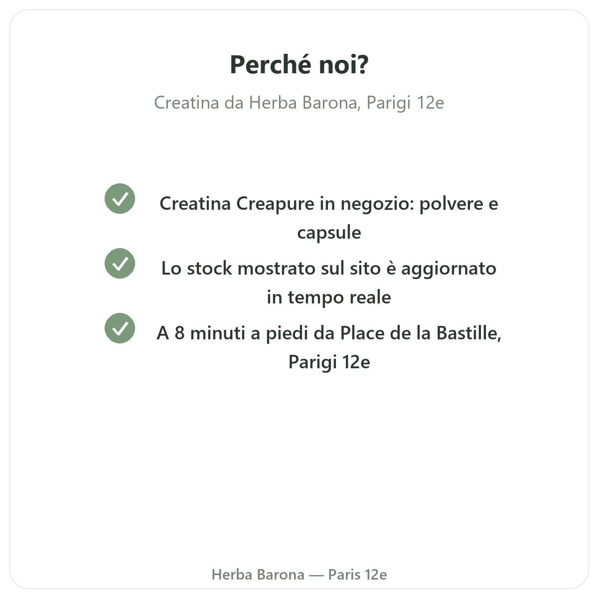 Perché acquistare Creatina a Parigi da Herba Barona Parigi 12e